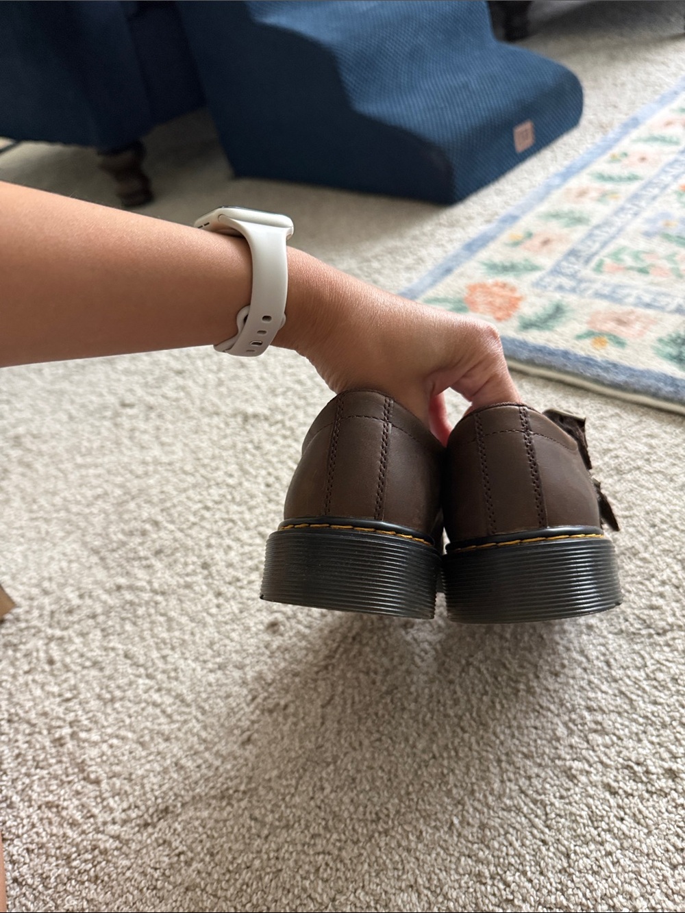 Dr. Martens Brown Leather Mary Jane Loafers with Brass Buckles - Picture 5 of 5